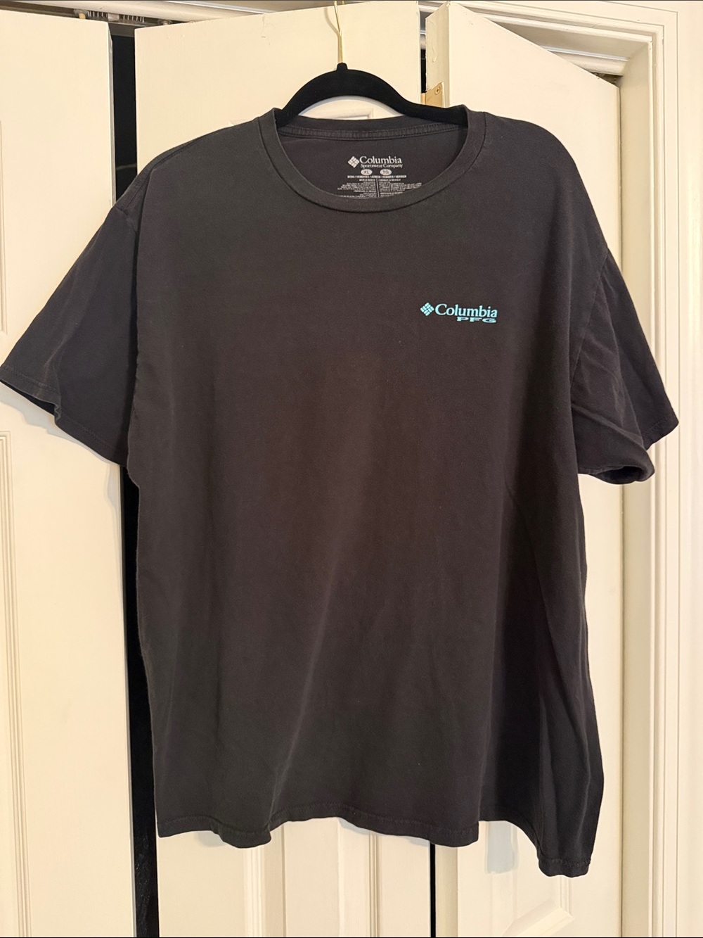 Columbia PFG Black Short Sleeve Tee with Teal Logo